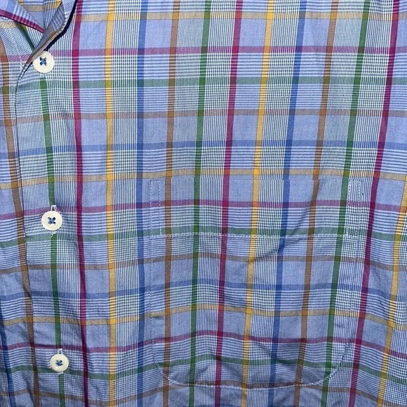 Peter Millar Blue MultiColored Plaid Long Sleeve Button Down Shirt Size Large T - Picture 7 of 9